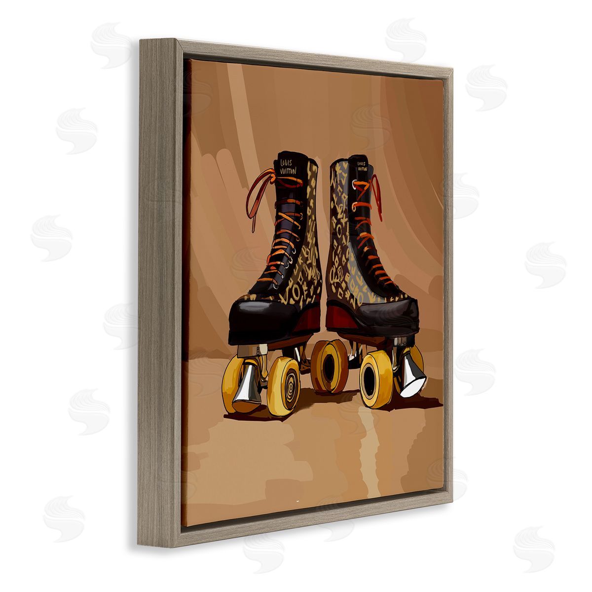 Brown Roller Skates Brown Floating Frame Canvas Wall Art, Home Decor by Amelia Noyes