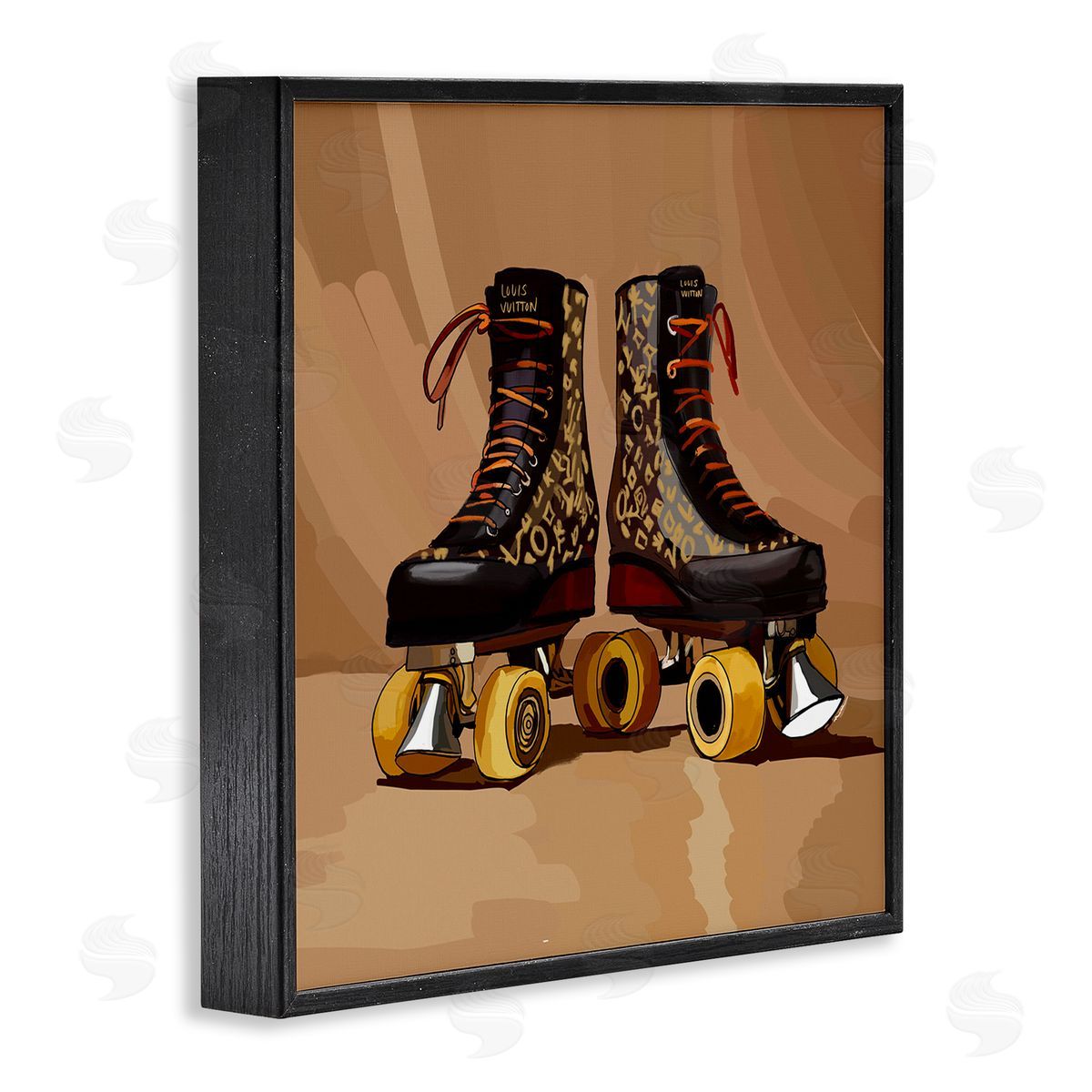 Brown Roller Skates Black Frame Print Wall Art, Home Decor by Amelia Noyes