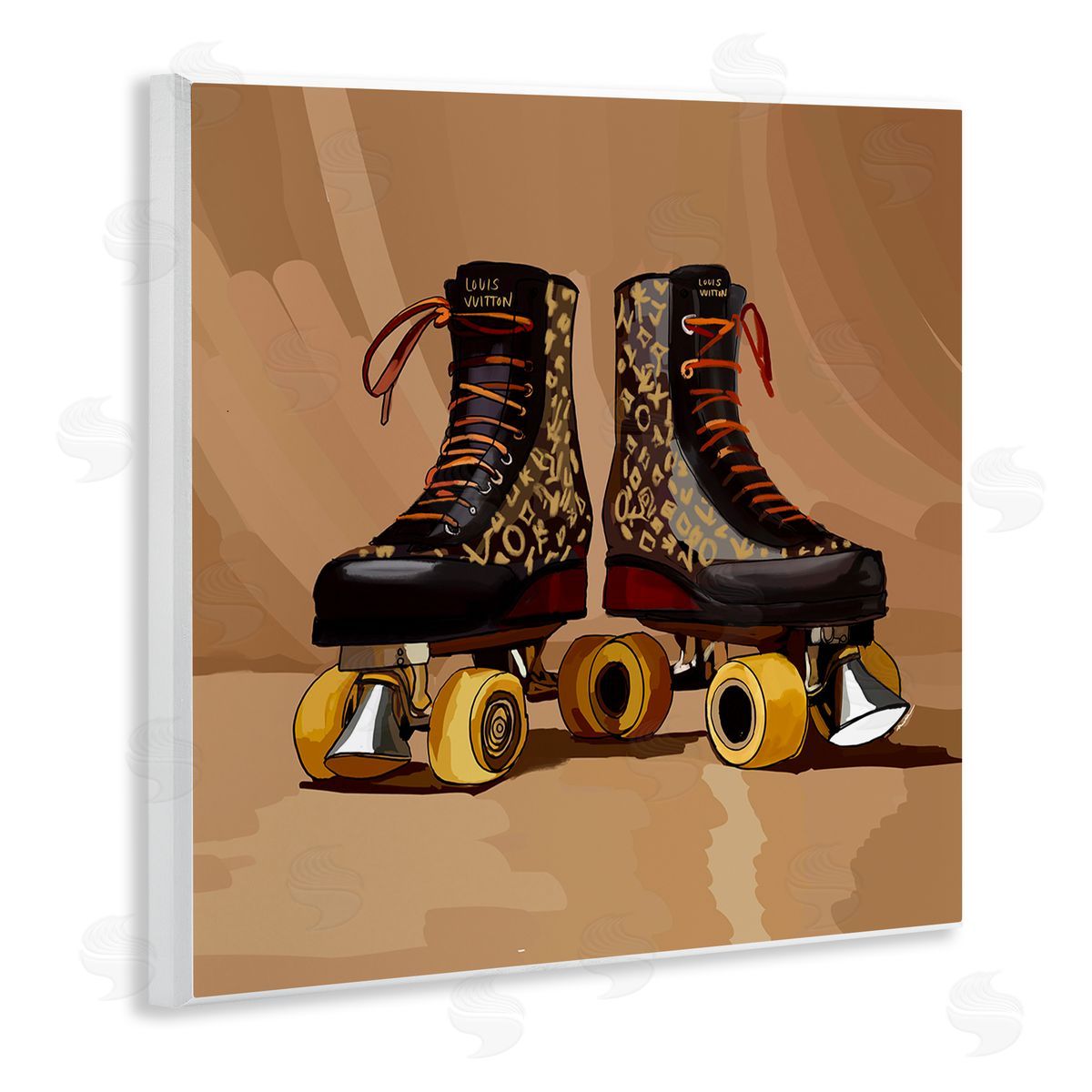 Brown Roller Skates Wood Plaque Wall Art, Home Decor by Amelia Noyes