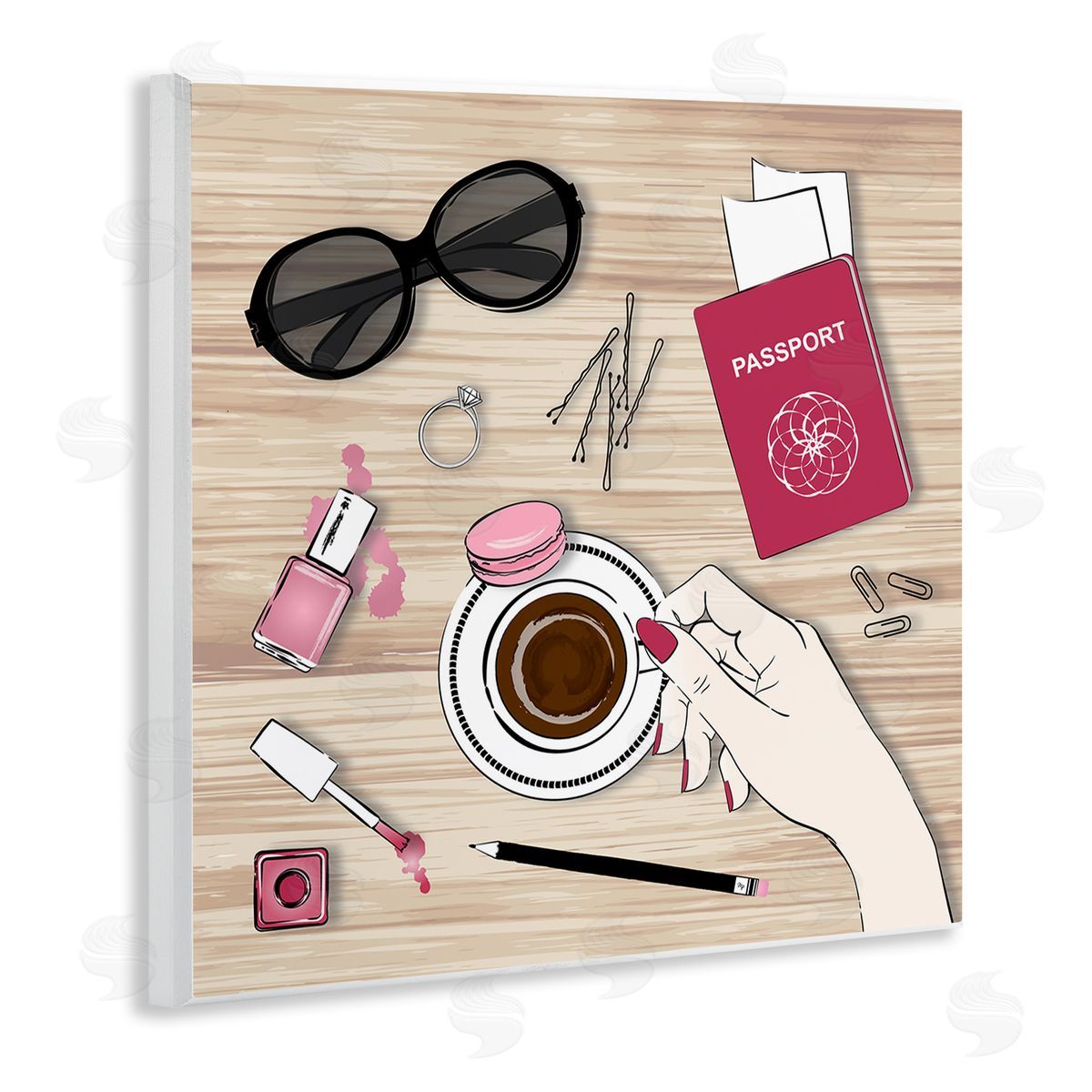 On My Desk View Wood Plaque Wall Art, Home Decor by Martina Pavlova