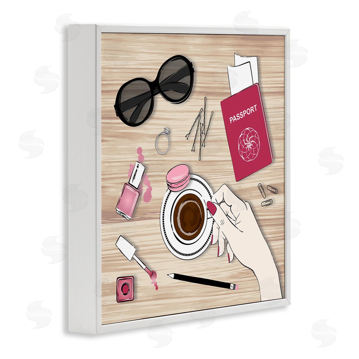 On My Desk View White Frame Print Wall Art, Home Decor by Martina Pavlova