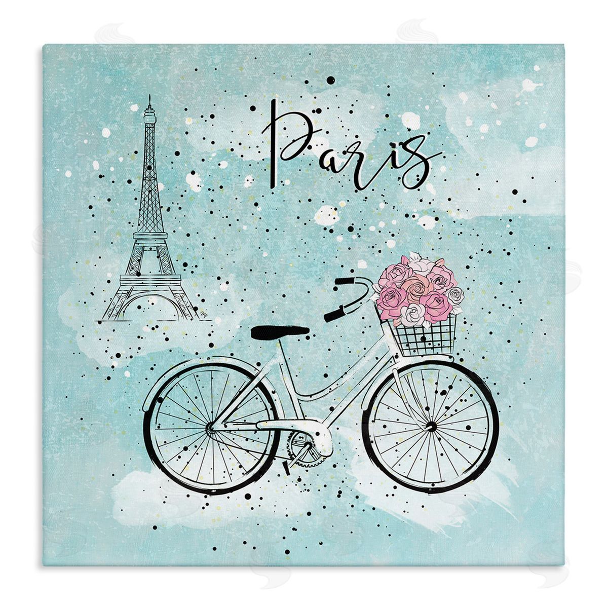 Paris Floral Bicycle Canvas Wall Art, Home Decor by Martina Pavlova