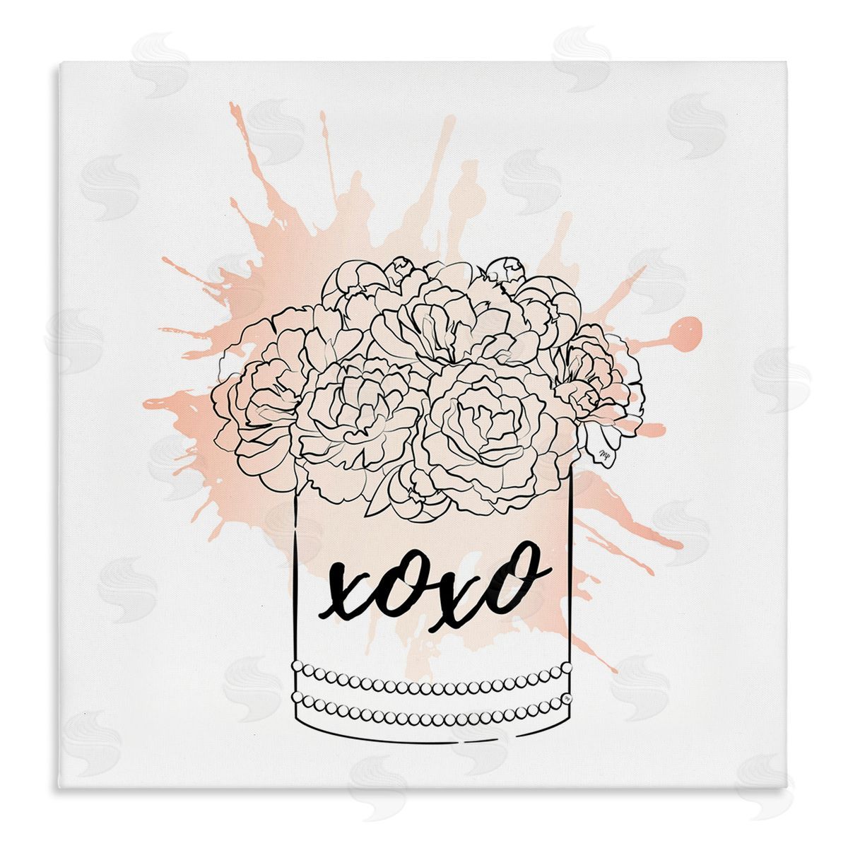 XOXO Pastel Flowers Canvas Wall Art, Home Decor by Martina Pavlova