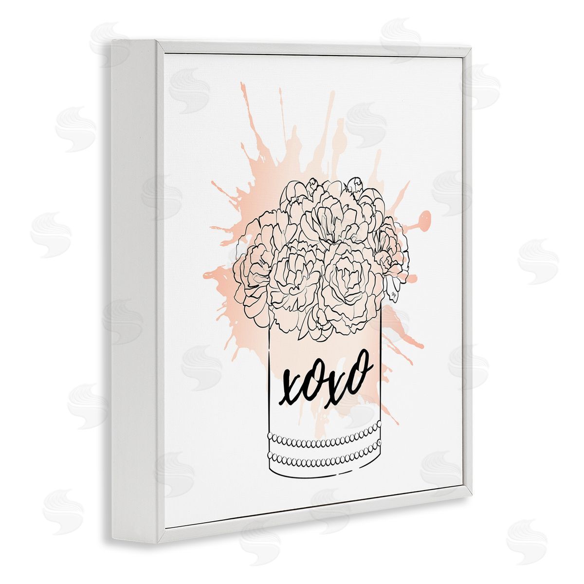 XOXO Pastel Flowers White Frame Print Wall Art, Home Decor by Martina Pavlova