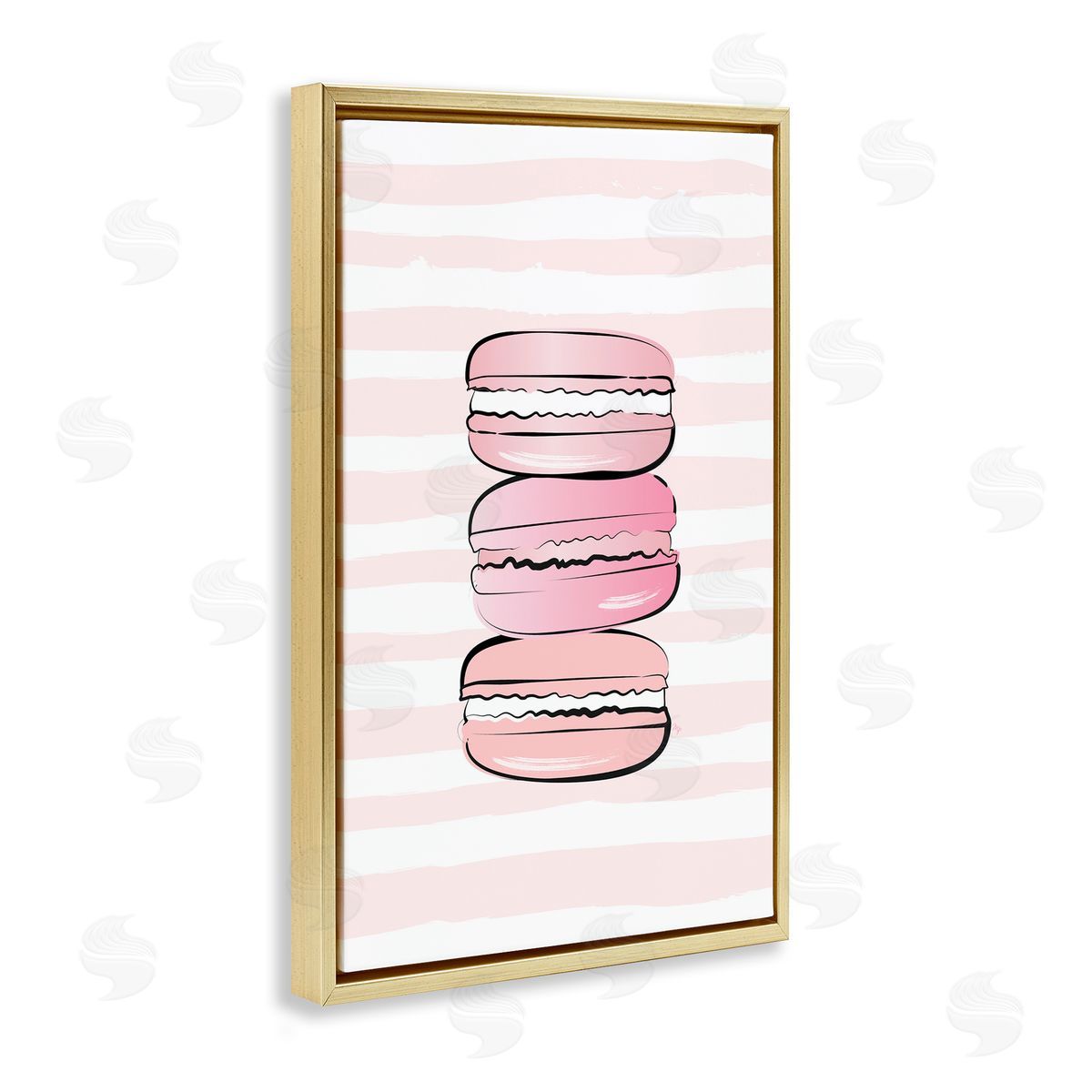 Blush Pink Macarons Gold Floating Frame Canvas Wall Art, Home Decor by Martina Pavlova