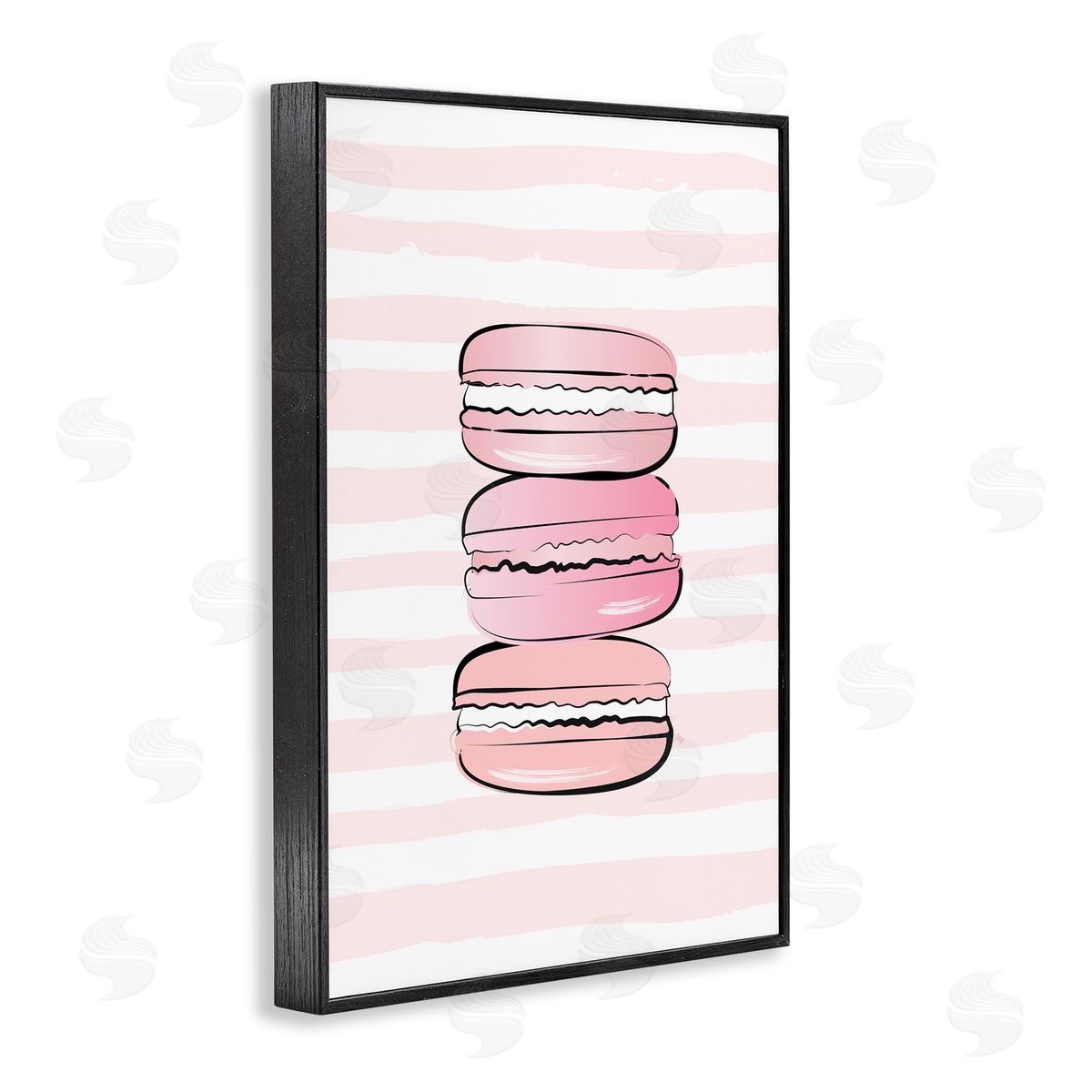 Blush Pink Macarons Black Frame Print Wall Art, Home Decor by Martina Pavlova