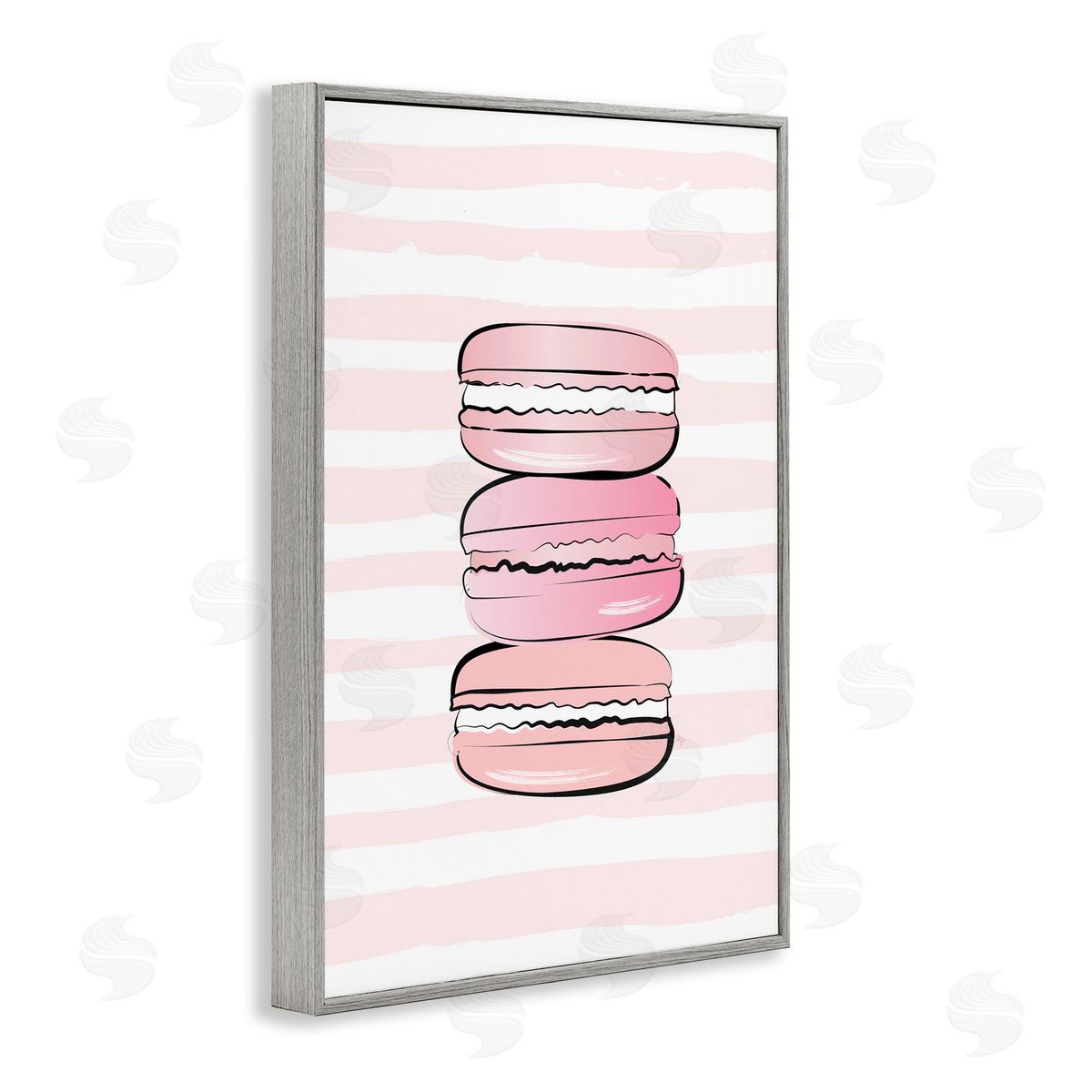 Blush Pink Macarons Grey Frame Print Wall Art, Home Decor by Martina Pavlova