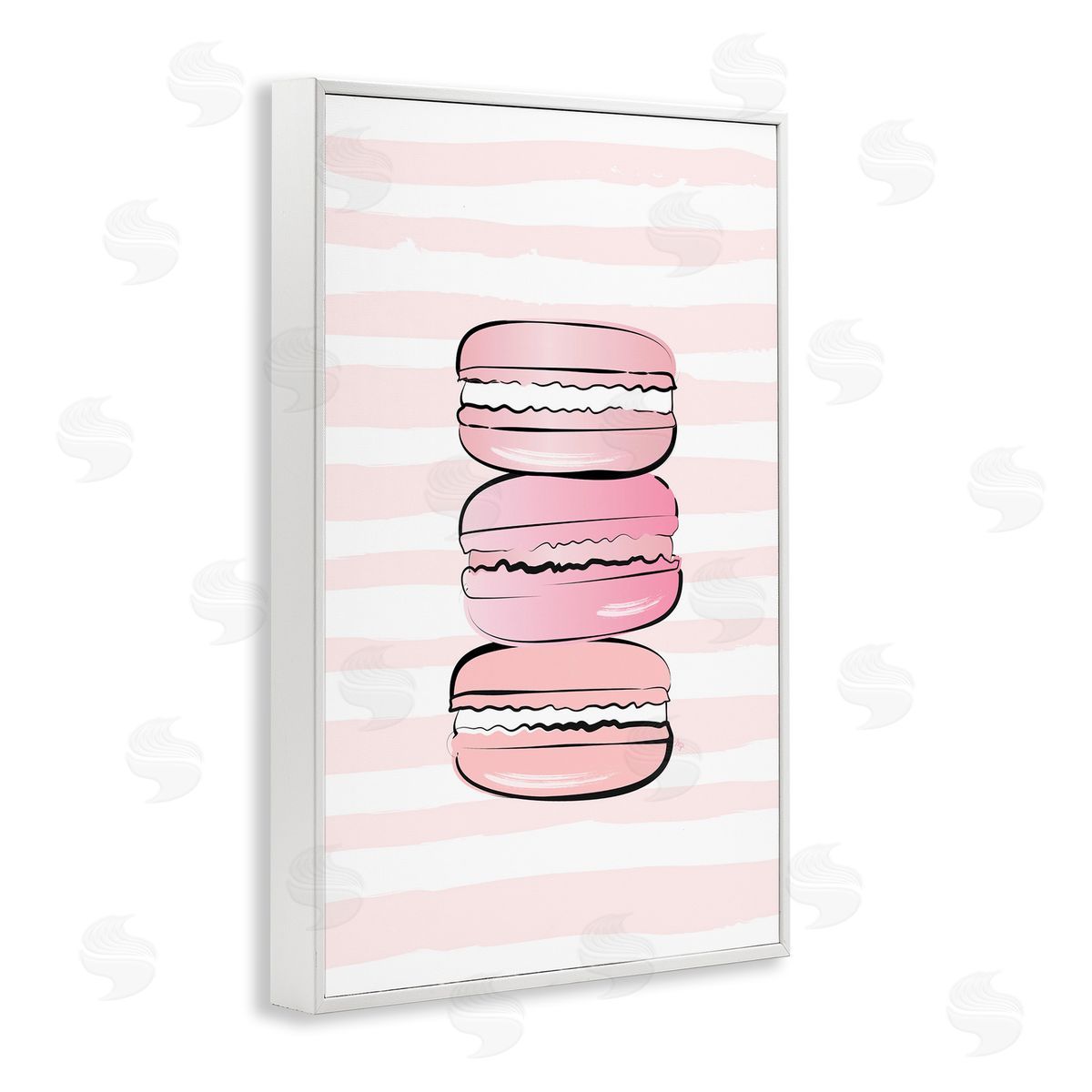 Blush Pink Macarons White Frame Print Wall Art, Home Decor by Martina Pavlova