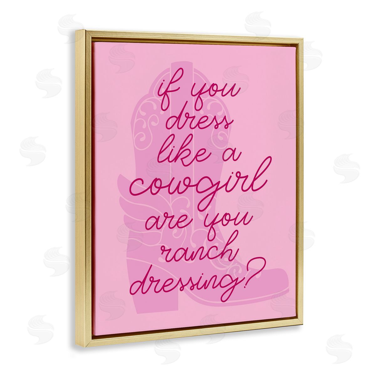 Stupell Studio Dress Like a Cowgirl Gold Floating Frame Canvas Wall Art Print