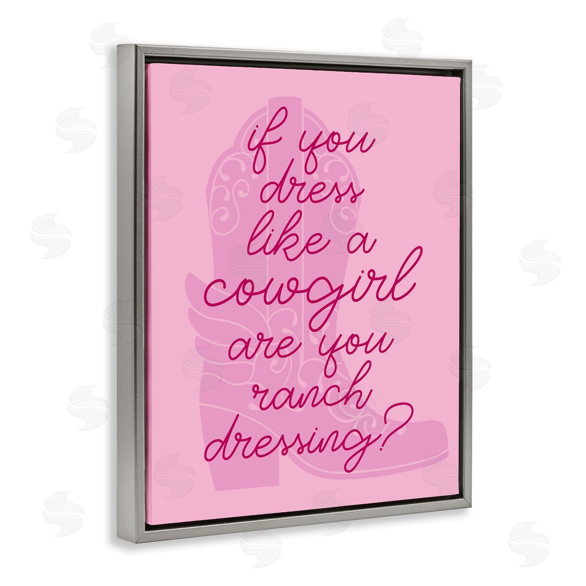 Stupell Studio Dress Like a Cowgirl Gray Floating Frame Canvas Wall Art Print