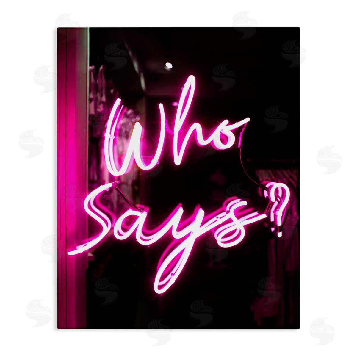 Pink Neon Who Says Canvas Wall Art, Home Decor by Stupell Studio