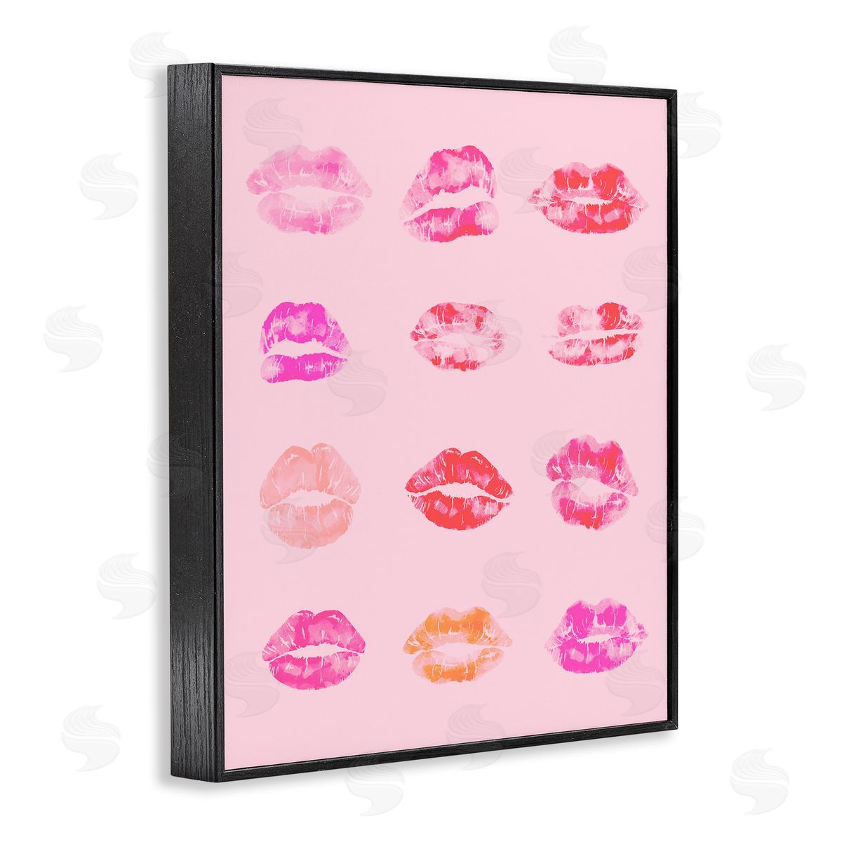 Lipstick Kiss Pattern Black Frame Print Wall Art, Home Decor by Stupell Studio