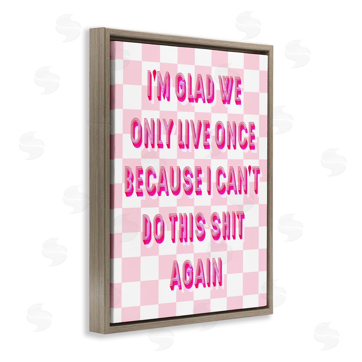 Funny Only Live Once Brown Floating Frame Canvas Wall Art, Home Decor by Stupell Studio