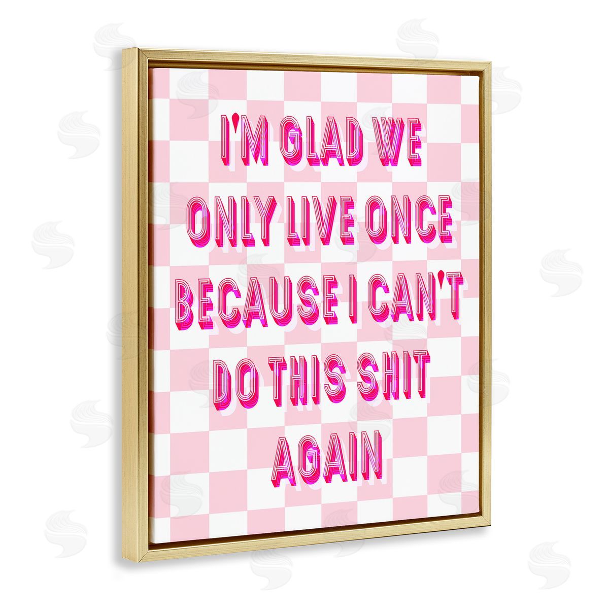 Funny Only Live Once Gold Floating Frame Canvas Wall Art, Home Decor by Stupell Studio