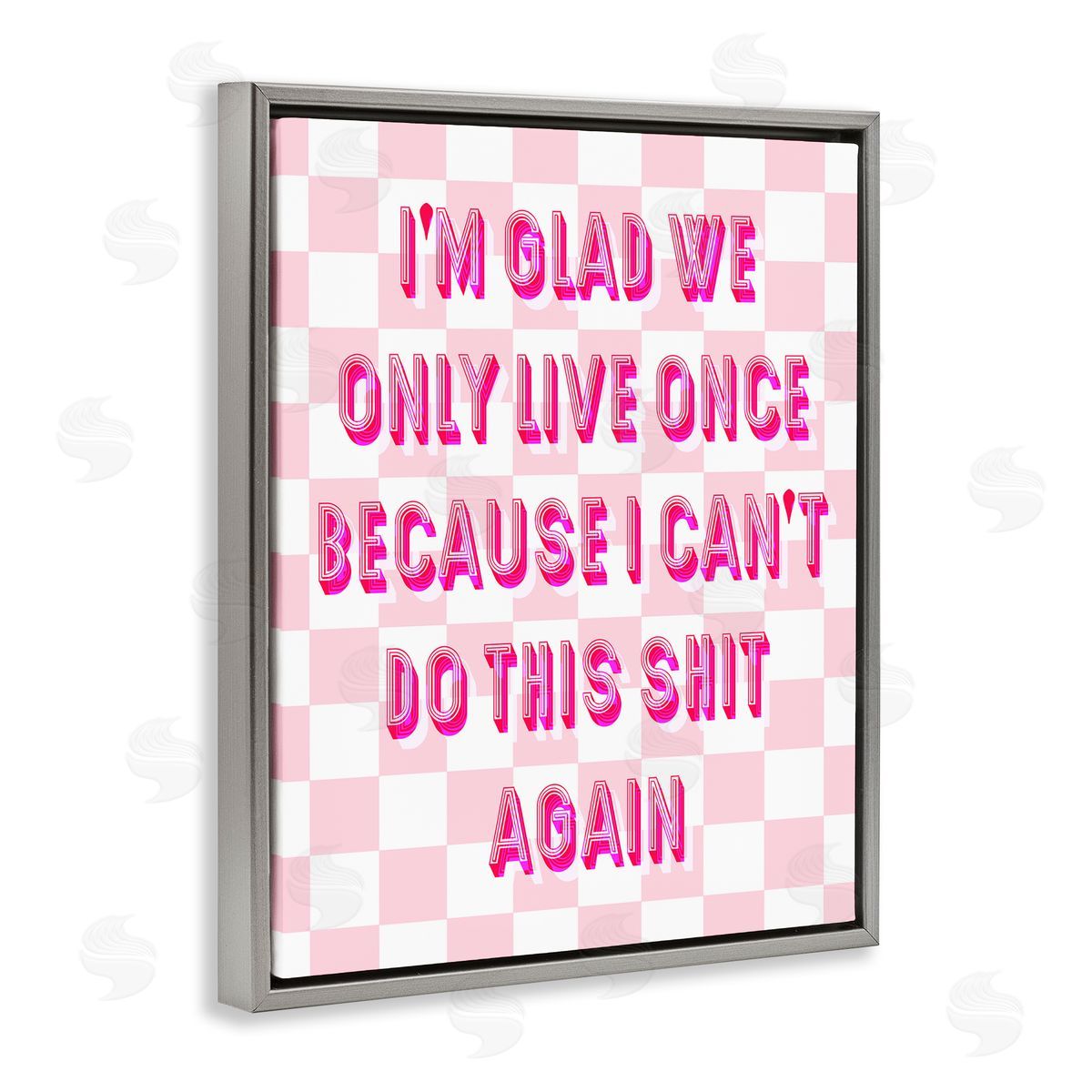 Funny Only Live Once Grey Floating Frame Canvas Wall Art, Home Decor by Stupell Studio