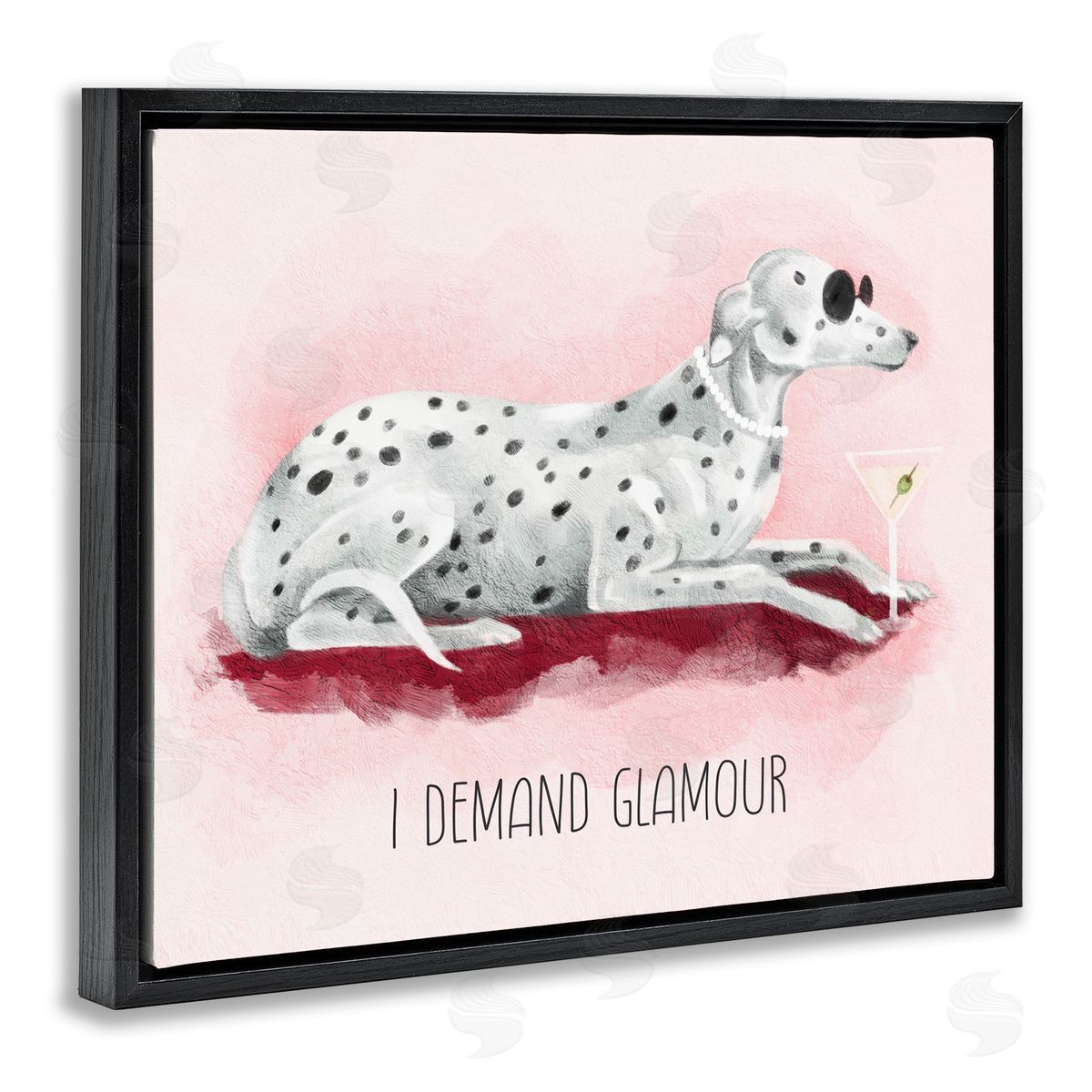 Stupell Studio I Demand Glamour Dog Black Floating Frame Canvas Wall Art Print
