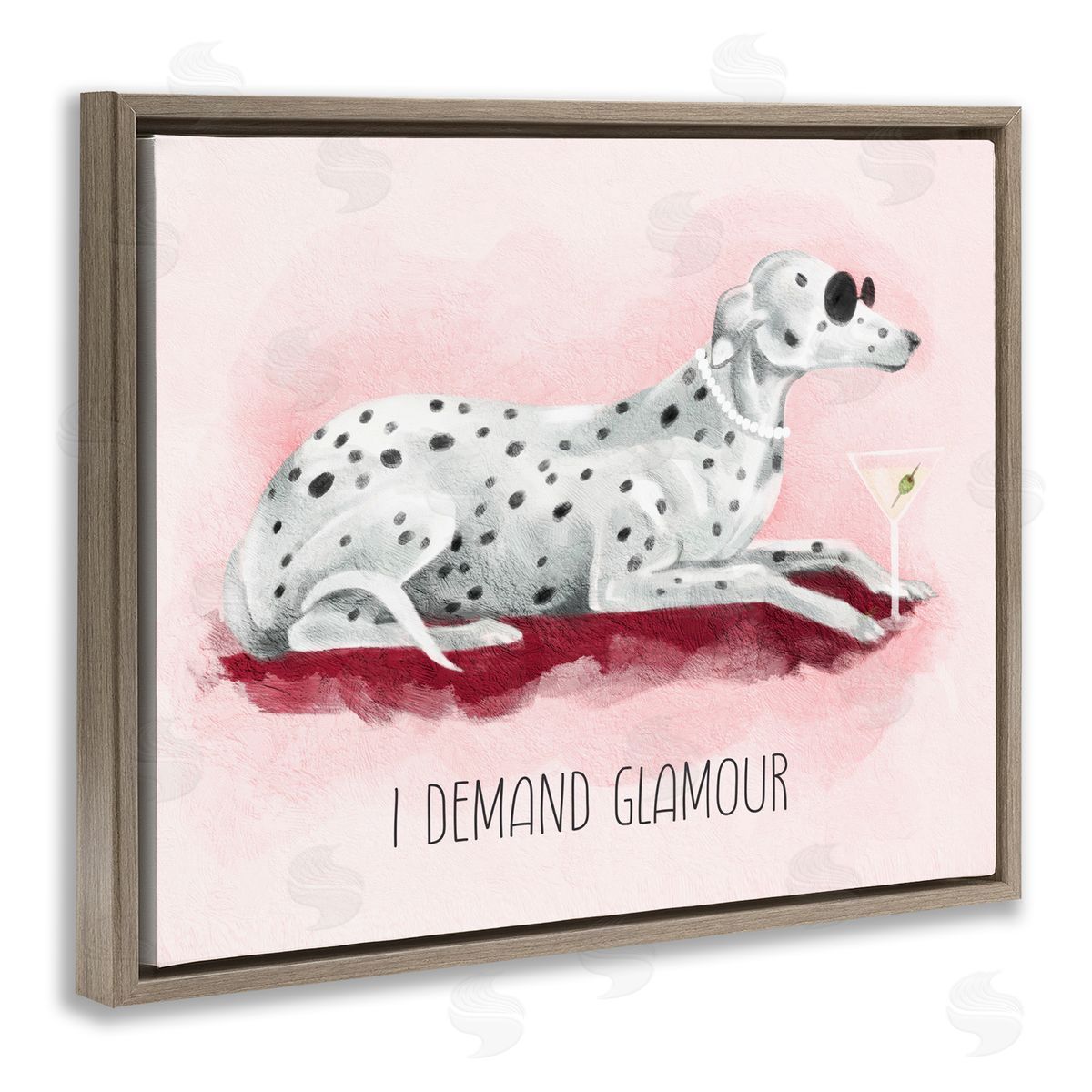 Stupell Studio I Demand Glamour Dog Brown Floating Frame Canvas Wall Art Print