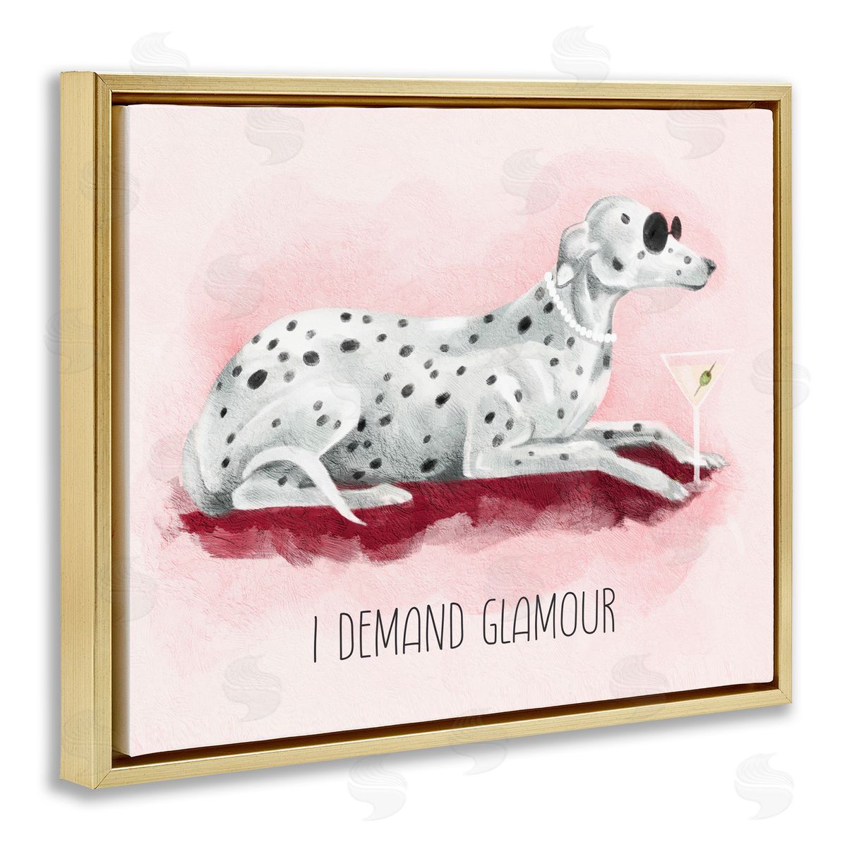 Stupell Studio I Demand Glamour Dog Gold Floating Frame Canvas Wall Art Print