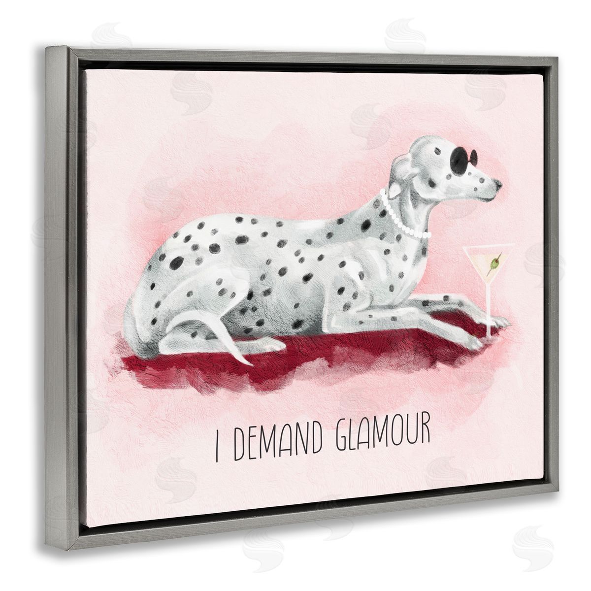 Stupell Studio I Demand Glamour Dog Gray Floating Frame Canvas Wall Art Print