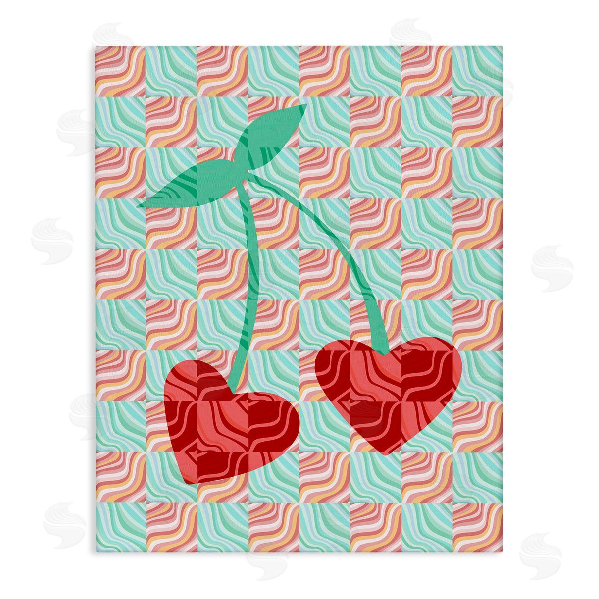 Groovy Patterned Cherries Canvas Wall Art, Home Decor by Stupell Studio