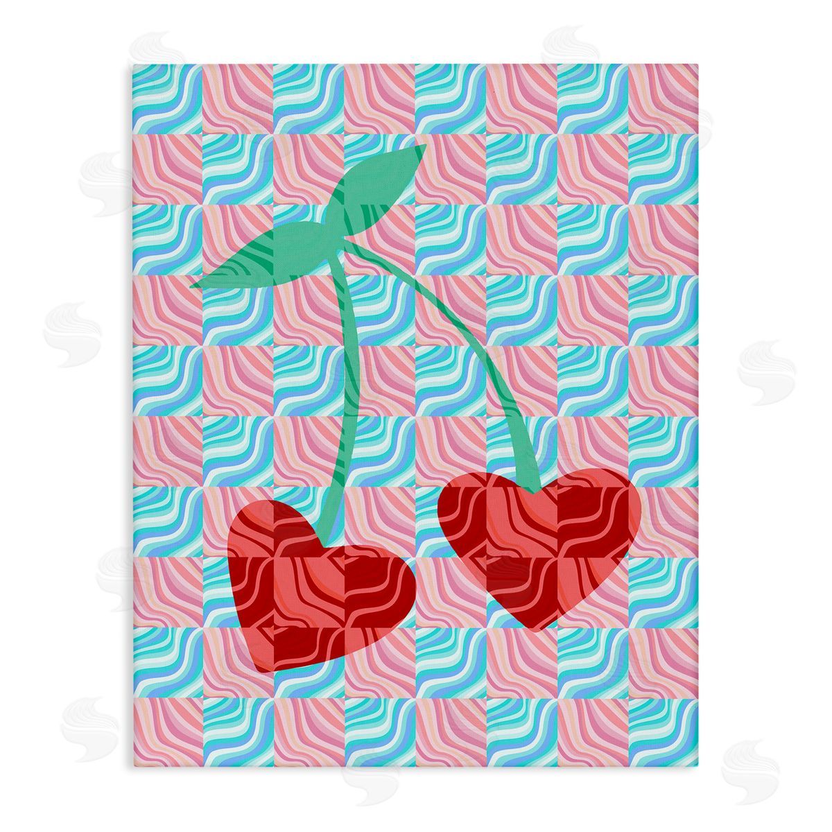 Groovy Checkered Cherries Canvas Wall Art, Home Decor by Stupell Studio
