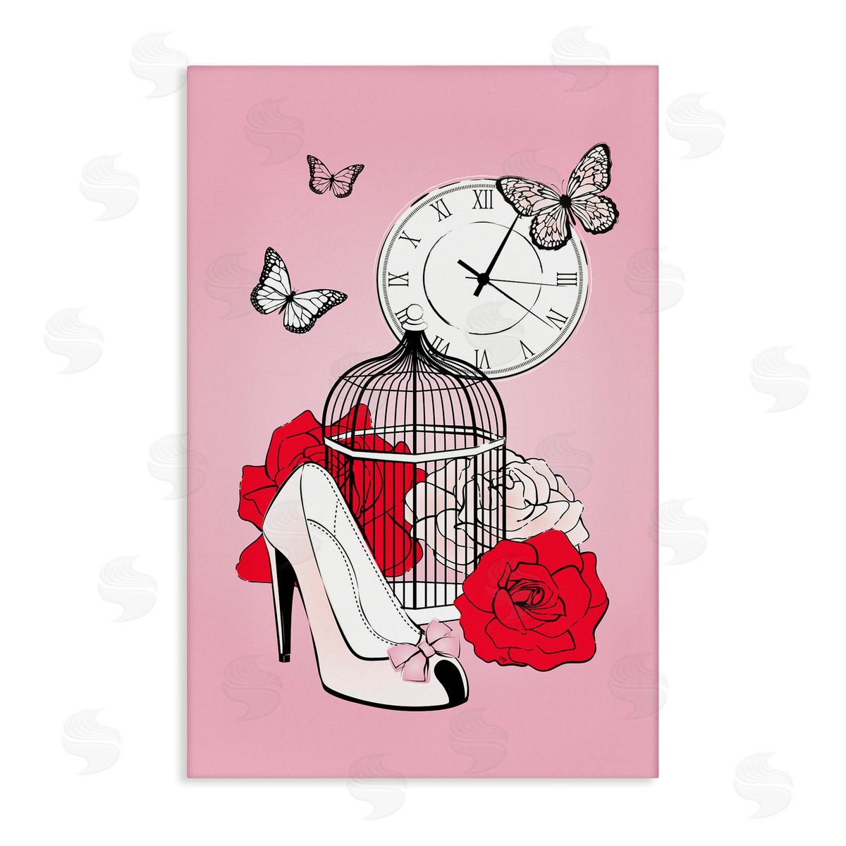 Romantic Bird Cage Canvas Wall Art, Home Decor by Martina Pavlova