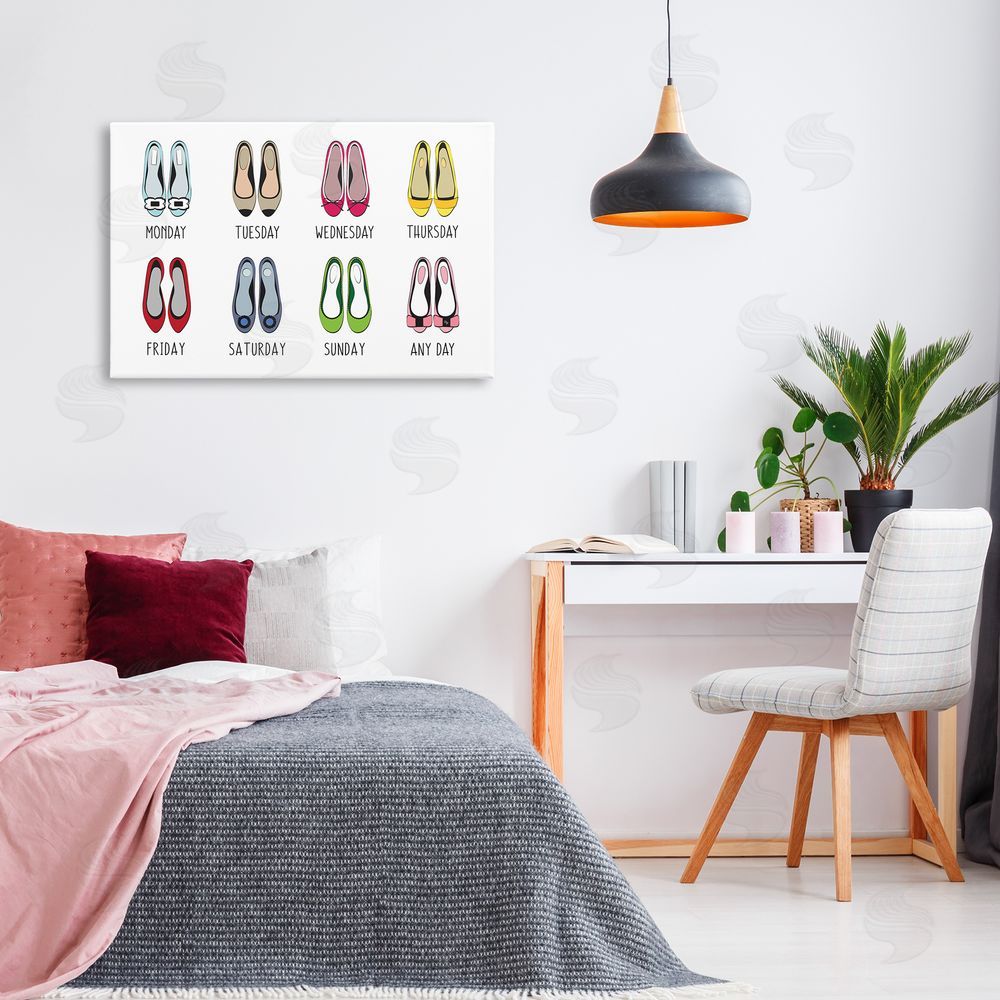 Martina Pavlova Shoe Week Days Canvas Wall Art Print in Room