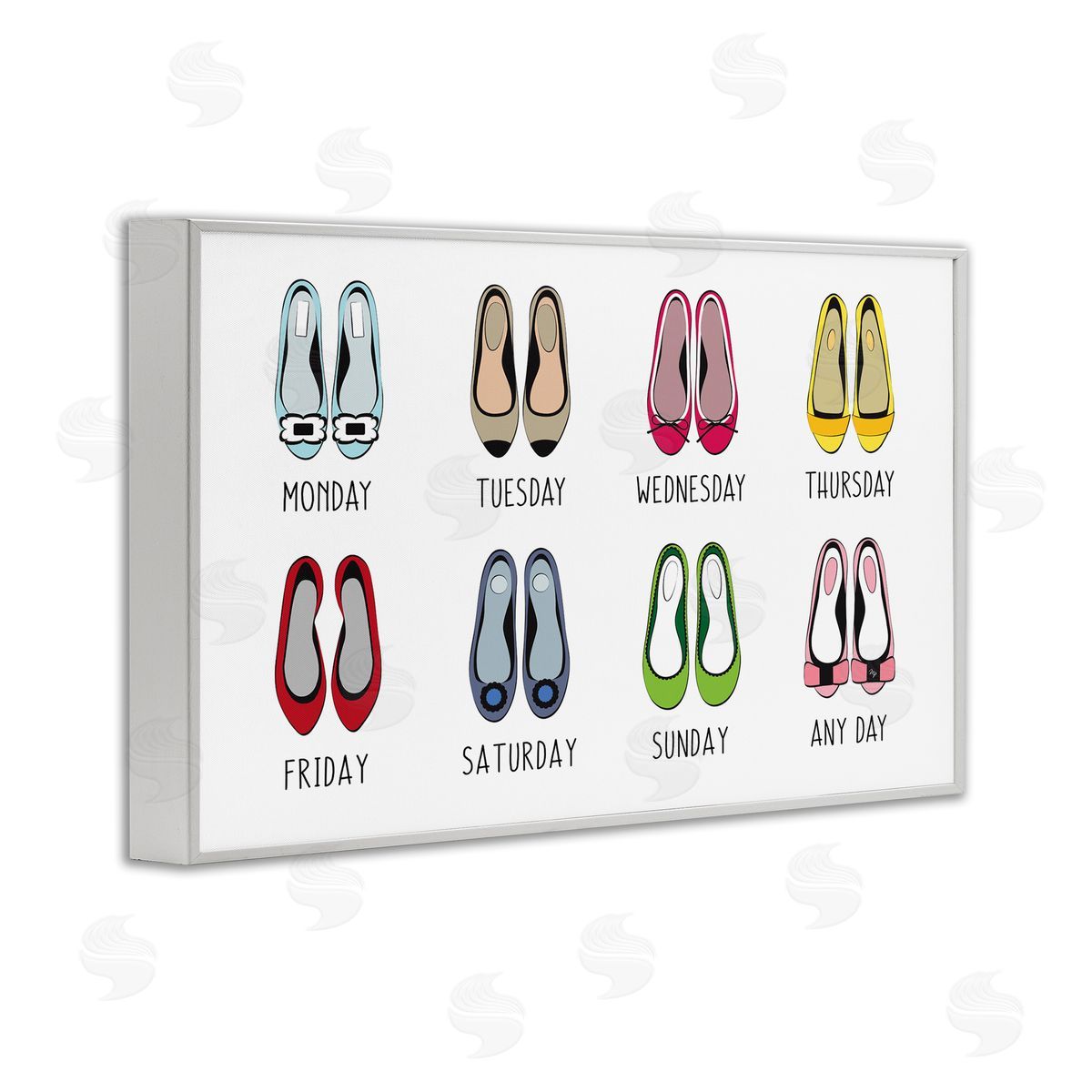 Martina Pavlova Shoe Week Days White Framed Giclee Wall Art Print