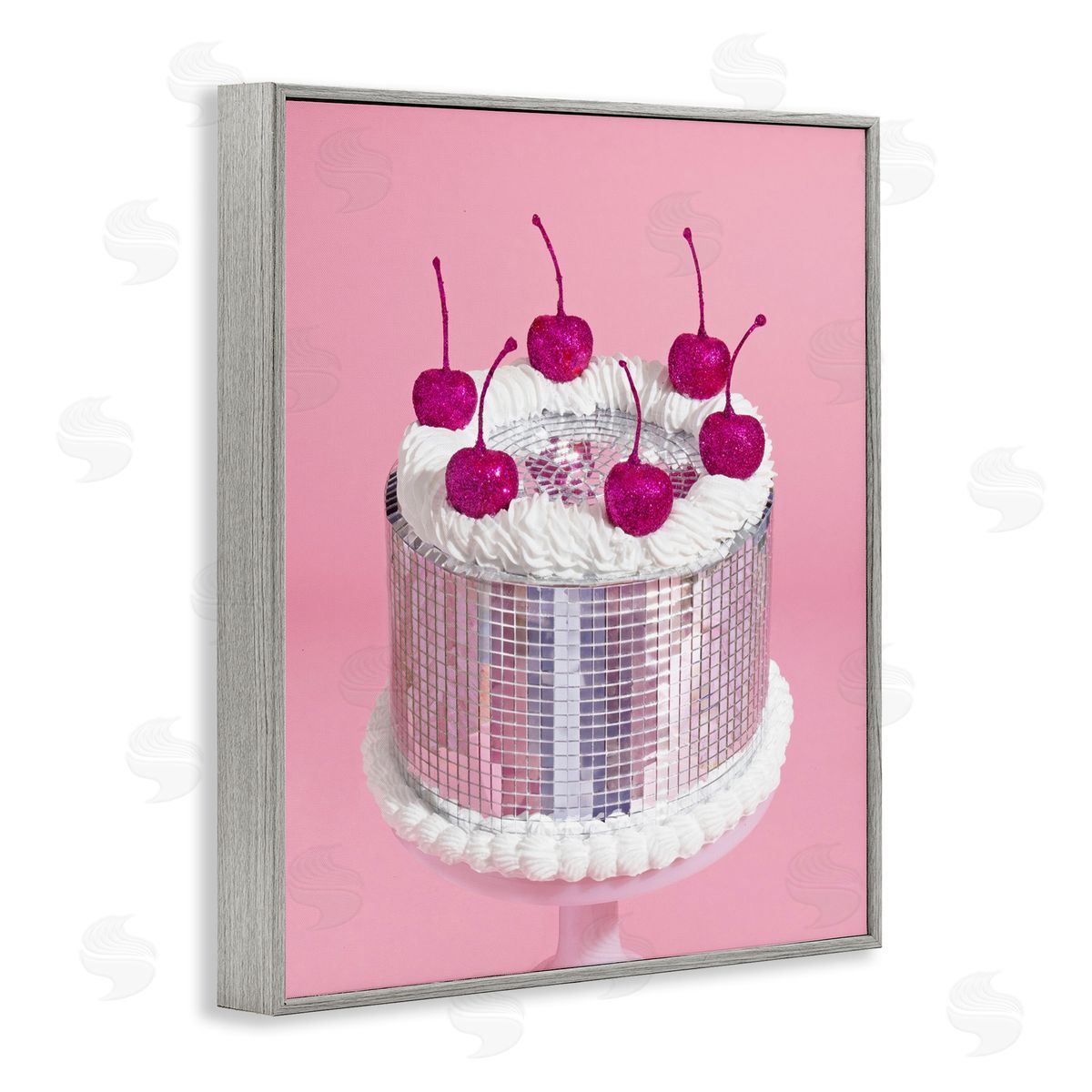 LISH Creative Disco Pattern Cake Gray Framed Giclee Wall Art Print
