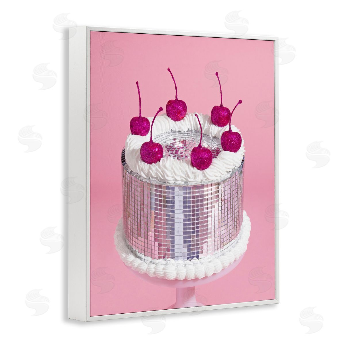 LISH Creative Disco Pattern Cake White Framed Giclee Wall Art Print