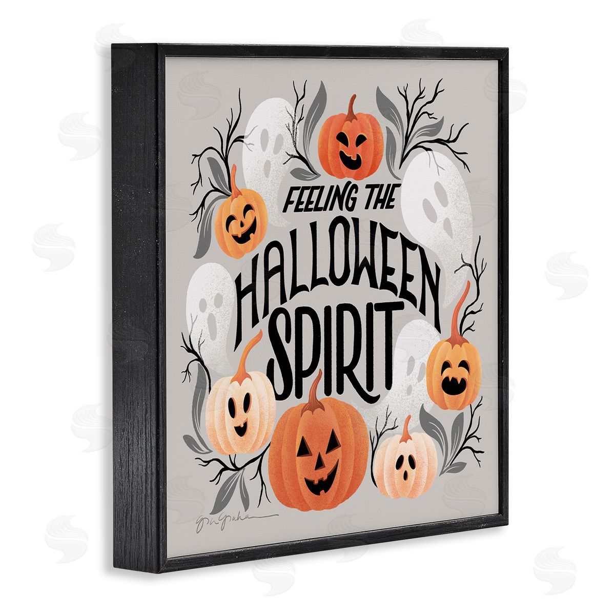 Feeling Halloween Spirit Black Frame Print Wall Art, Home Decor by Gia Graham