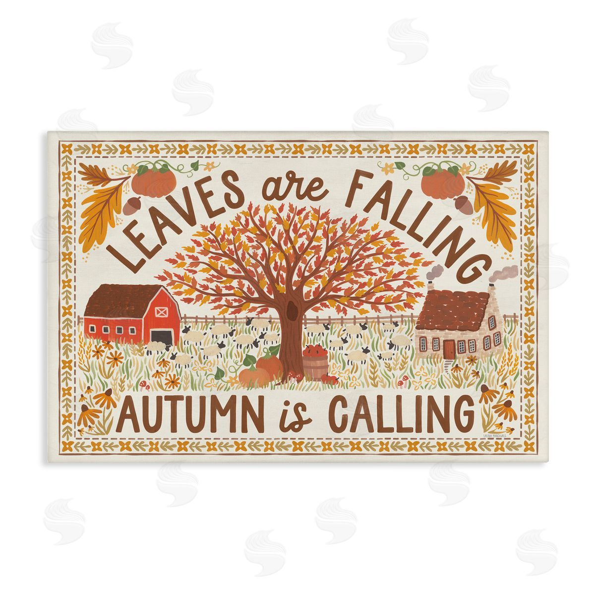 Leaves Are Falling Scene Canvas Wall Art, Home Decor by Laura Marshall