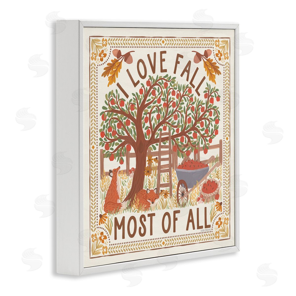 Love Fall Scenery White Frame Print Wall Art, Home Decor by Laura Marshall