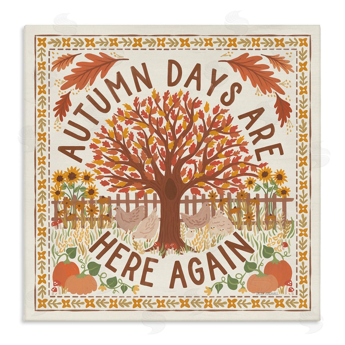 Autumn Days Here Again Canvas Wall Art, Home Decor by Laura Marshall