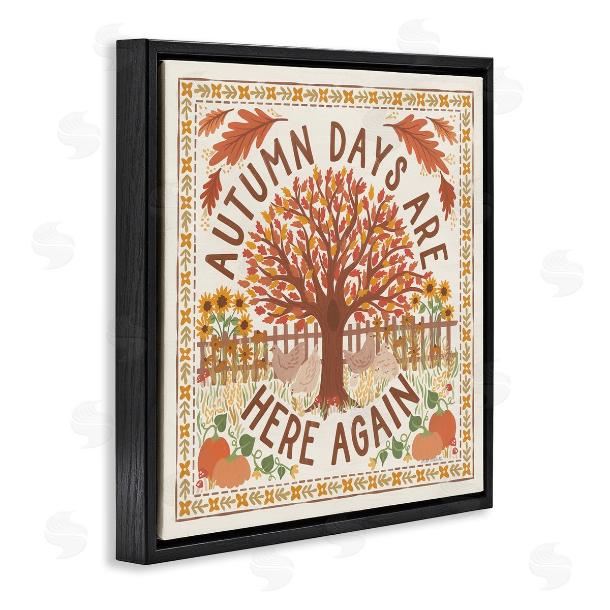 Autumn Days Here Again Black Floating Frame Canvas Wall Art, Home Decor by Laura Marshall