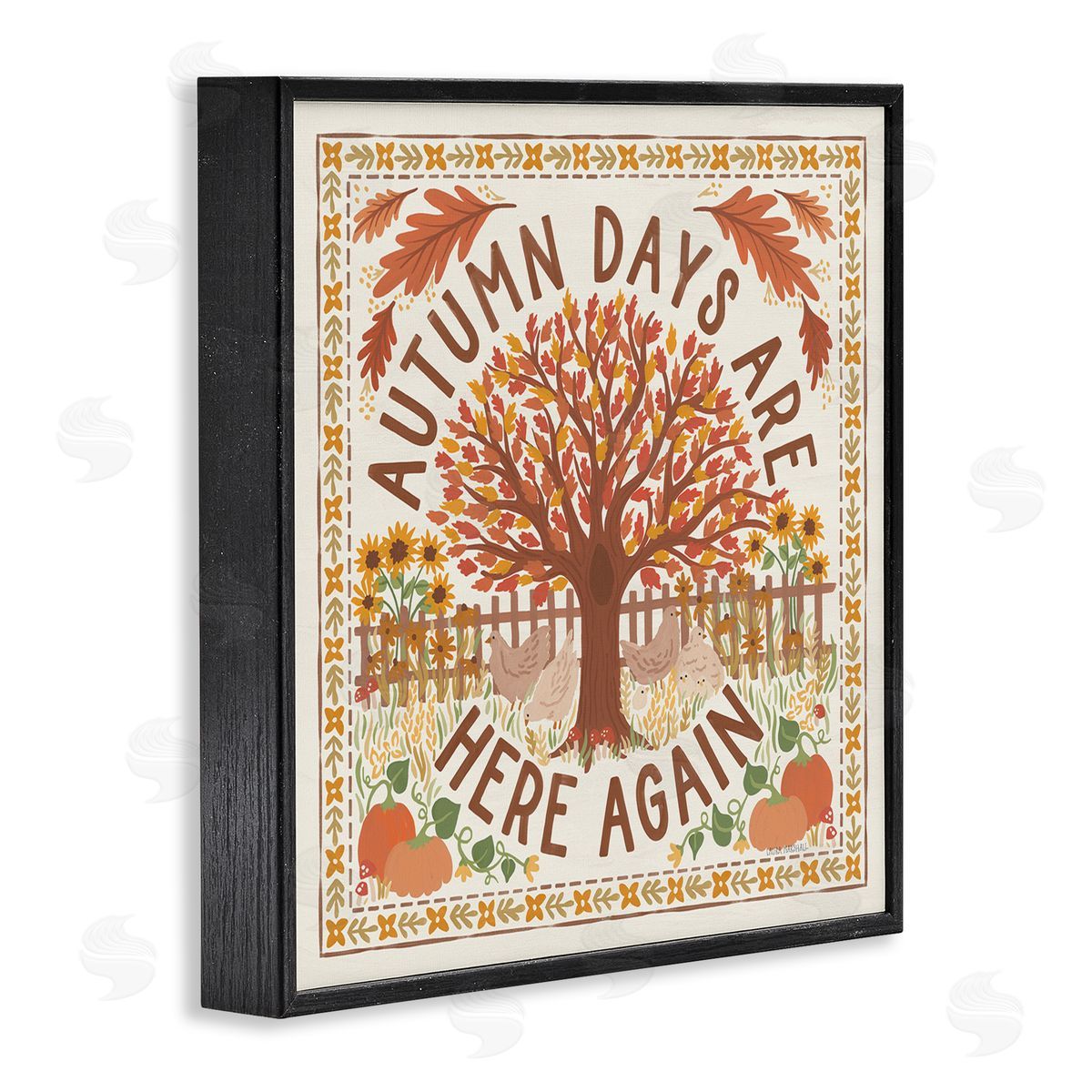 Autumn Days Here Again Black Frame Print Wall Art, Home Decor by Laura Marshall