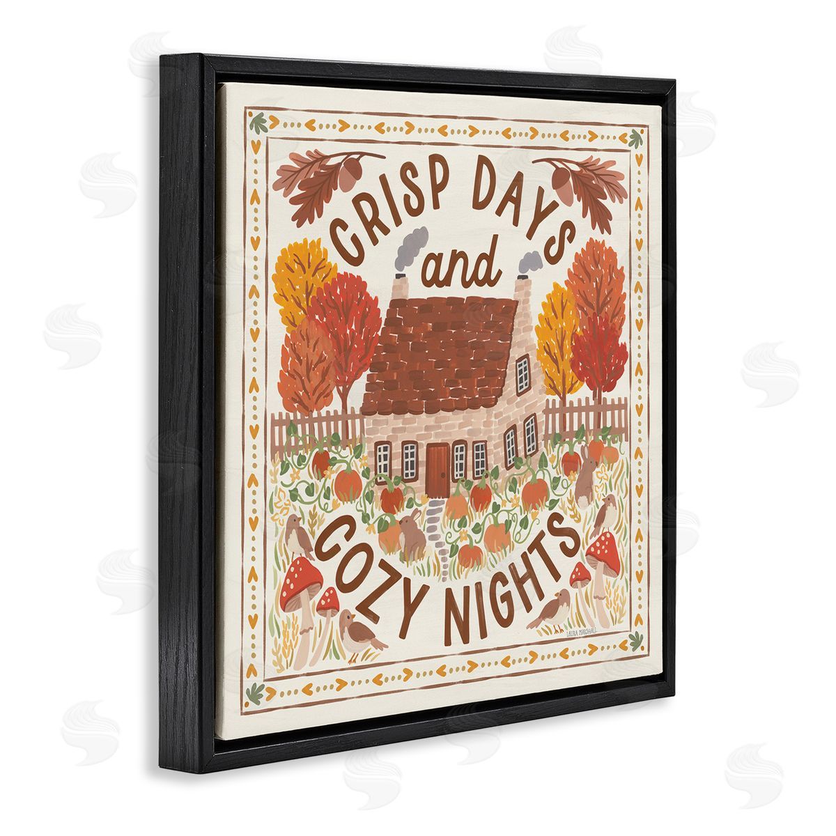 Crisp Days and Cozy Nights Black Floating Frame Canvas Wall Art, Home Decor by Laura Marshall