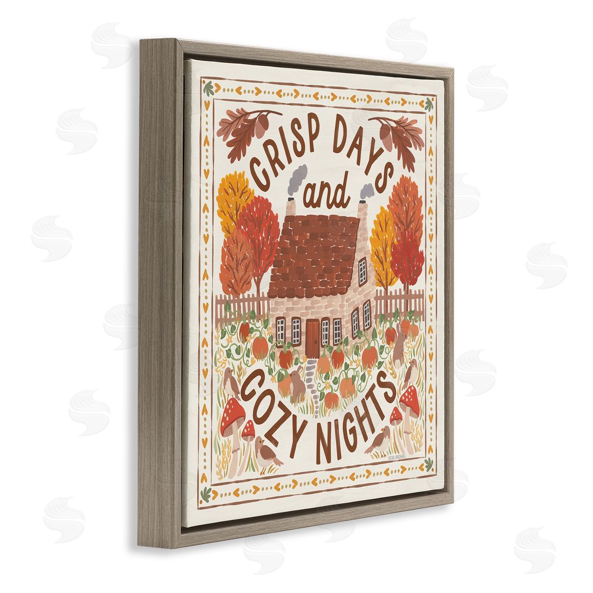 Crisp Days and Cozy Nights Brown Floating Frame Canvas Wall Art, Home Decor by Laura Marshall