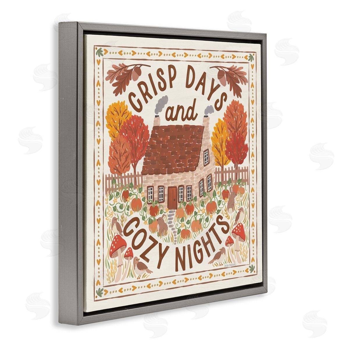 Crisp Days and Cozy Nights Grey Floating Frame Canvas Wall Art, Home Decor by Laura Marshall