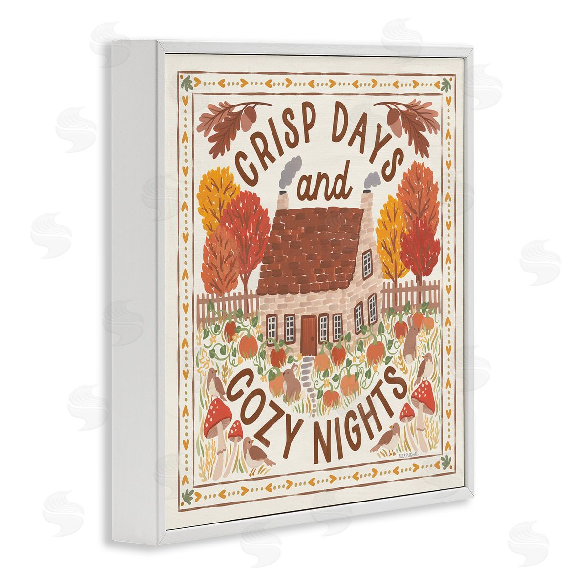 Crisp Days and Cozy Nights White Frame Print Wall Art, Home Decor by Laura Marshall