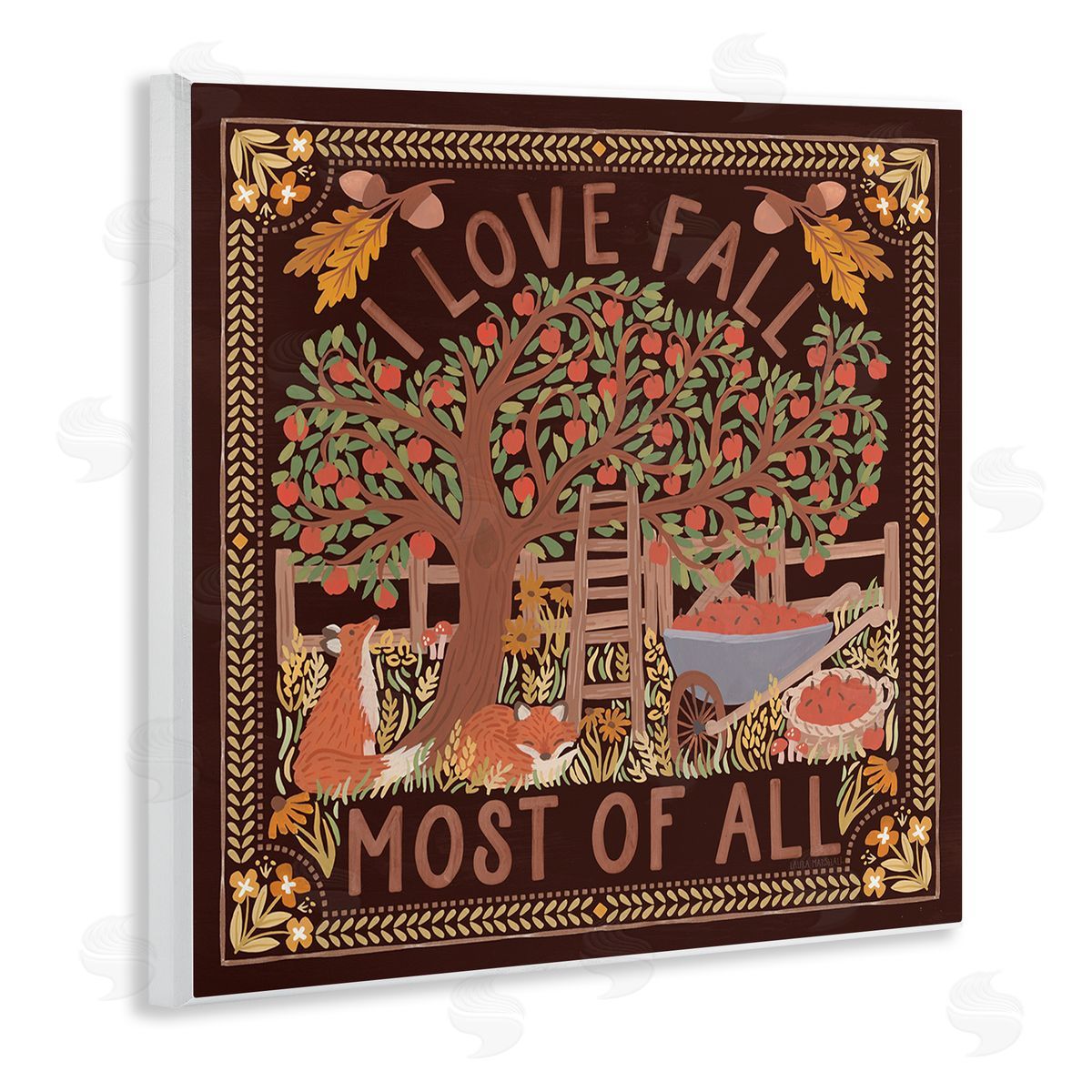 Love Fall on Brown Wood Plaque Wall Art, Home Decor by Laura Marshall
