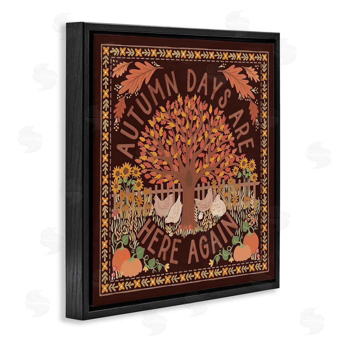 Autumn Days on Brown Black Floating Frame Canvas Wall Art, Home Decor by Laura Marshall