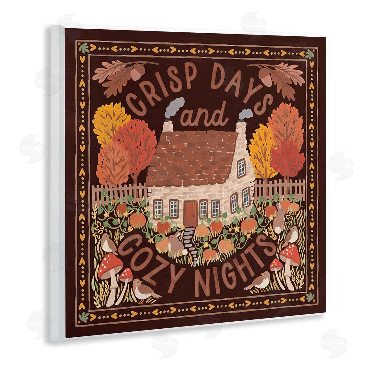Crisp Days Fall Phrase Wood Plaque Wall Art, Home Decor by Laura Marshall