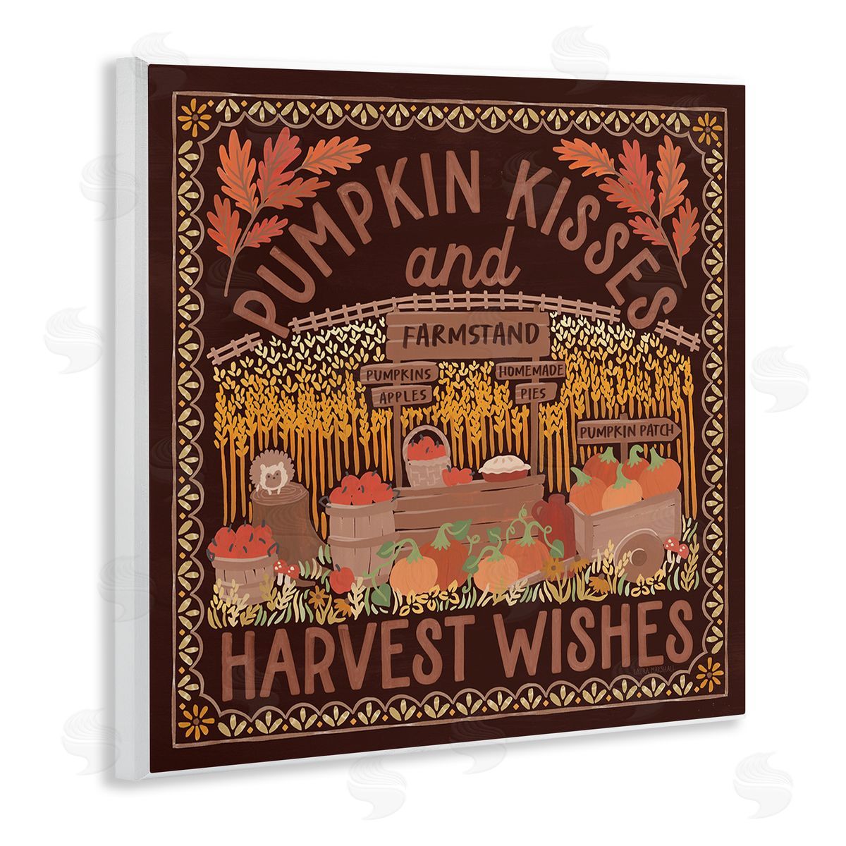 Autumn Harvest Wishes Wood Plaque Wall Art, Home Decor by Laura Marshall
