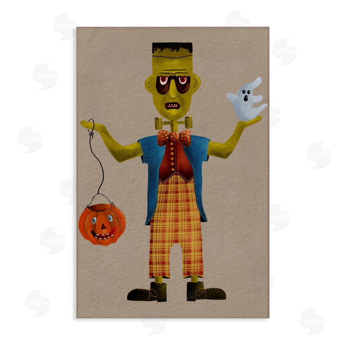 Halloween Monster and Ghost Canvas Wall Art, Home Decor by Regina Moore