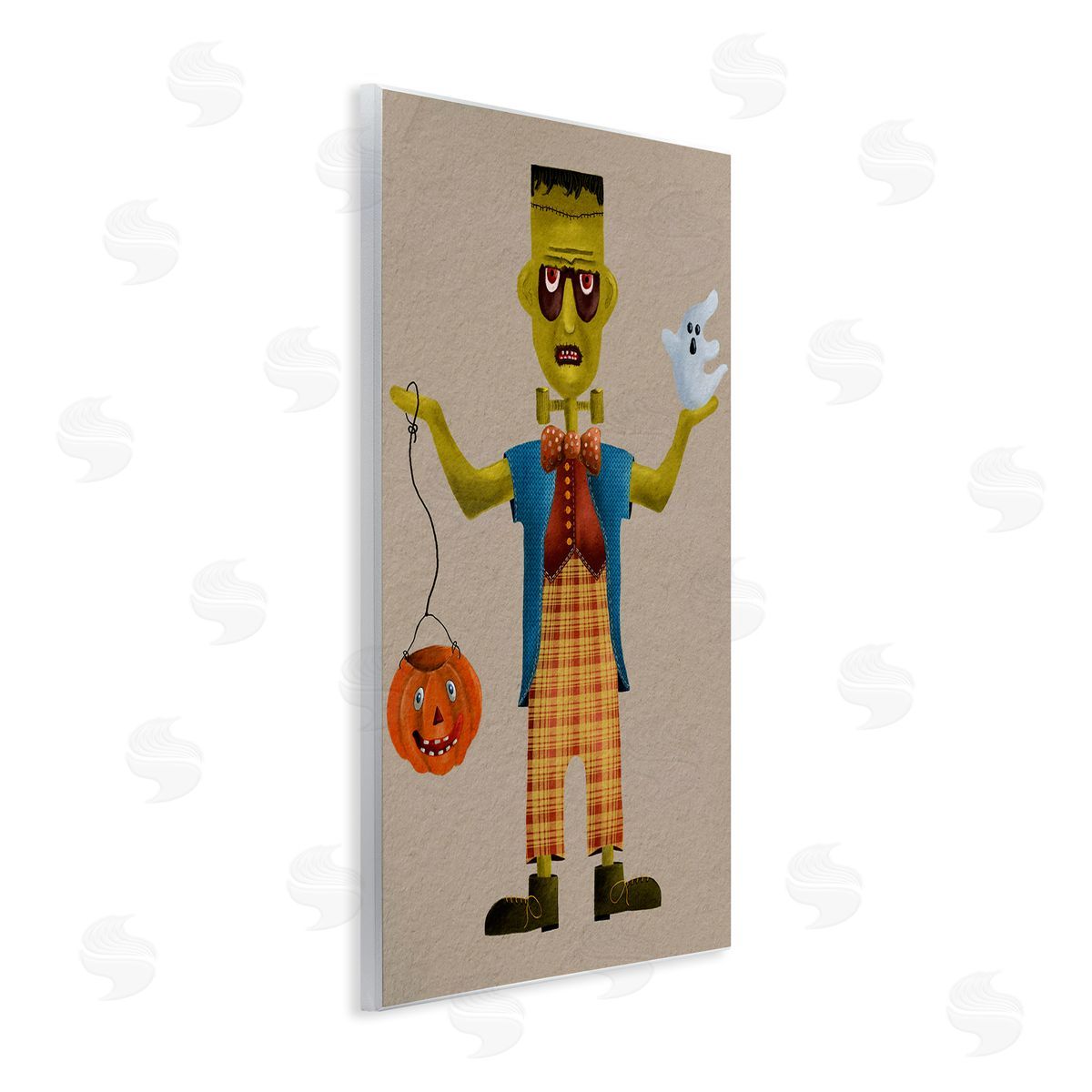 Halloween Monster and Ghost Wood Plaque Wall Art, Home Decor by Regina Moore
