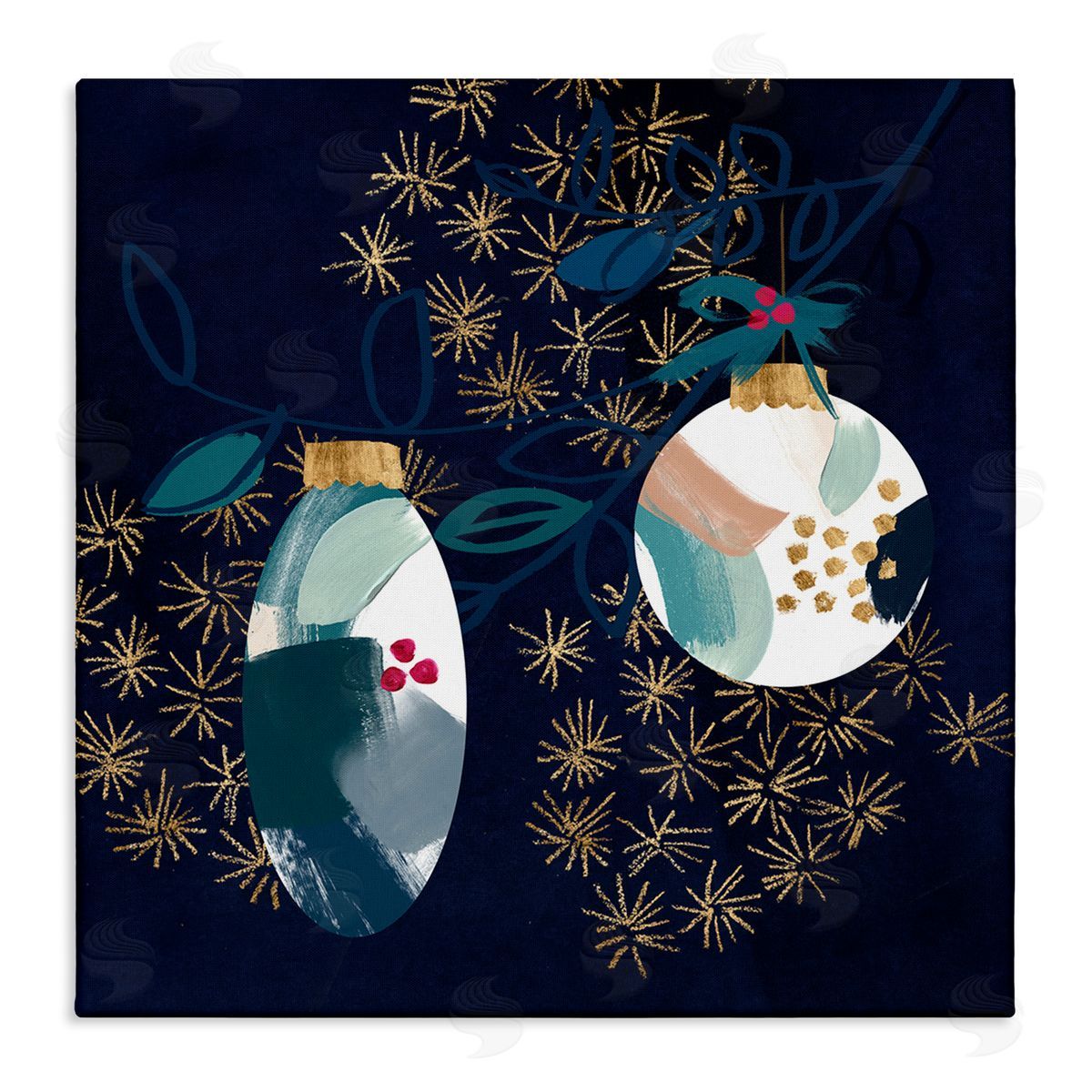 Blue Patterned Ornaments Canvas Wall Art, Home Decor by Jennifer Paxton Parker