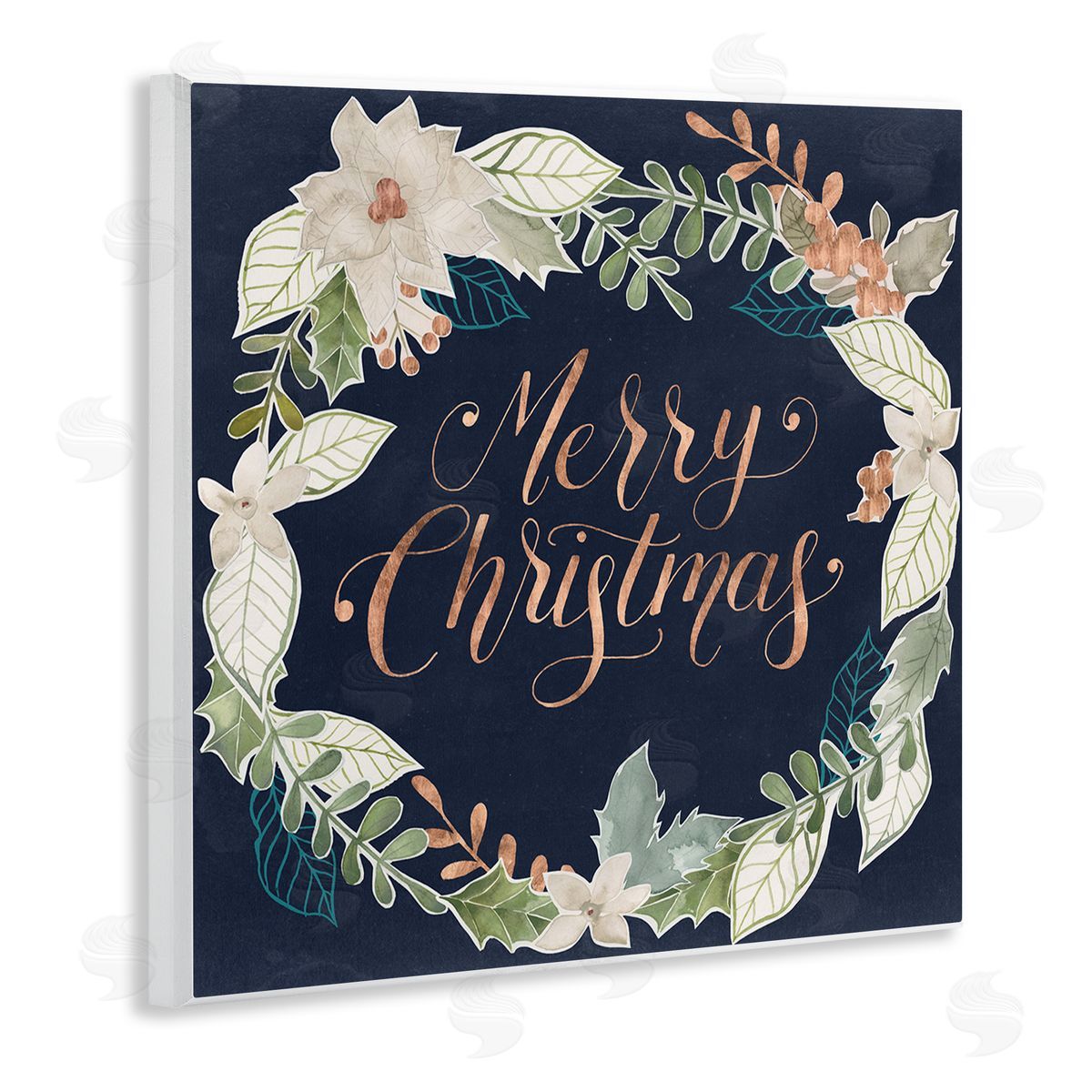 Traditional Christmas Wreath Wood Plaque Wall Art, Home Decor by Grace Popp