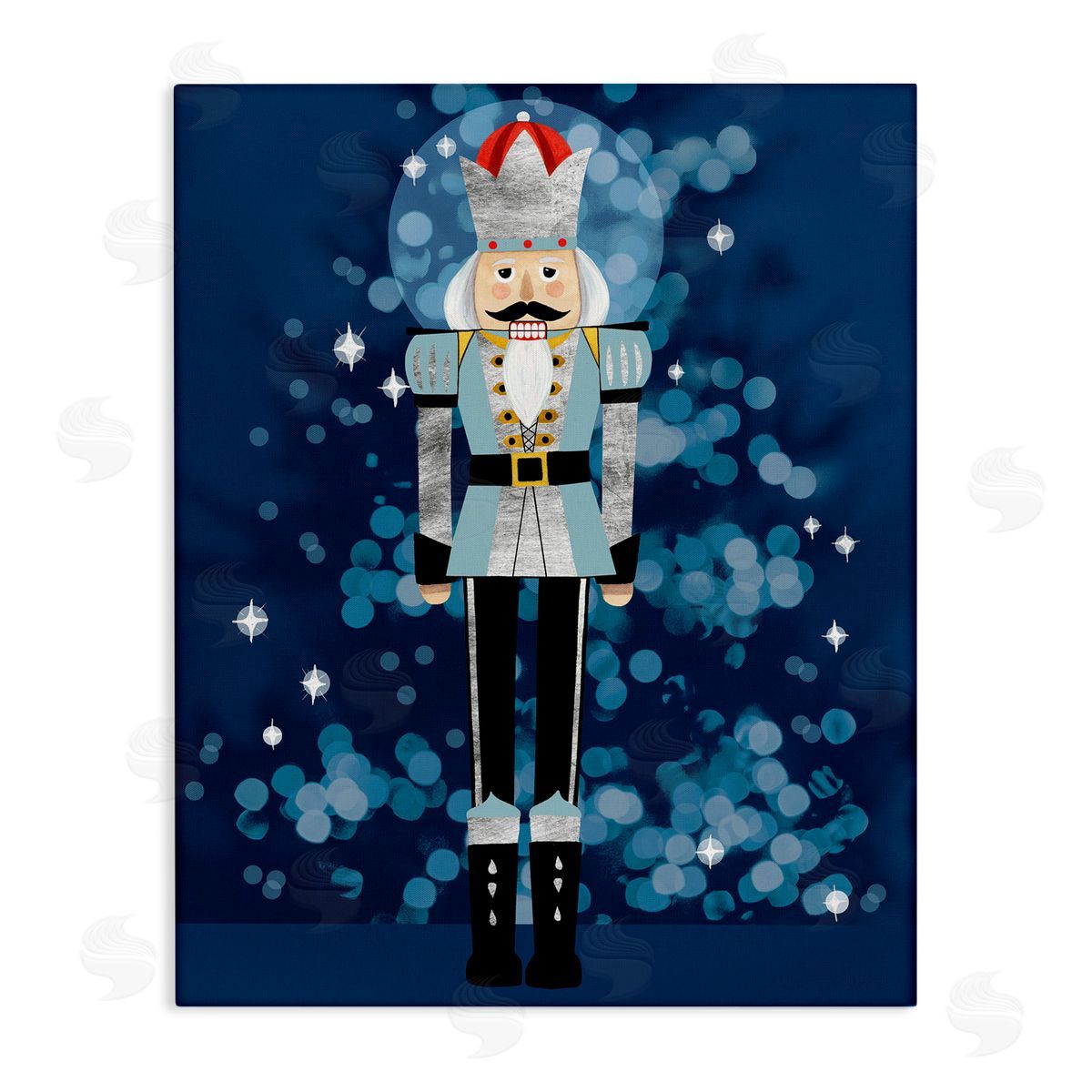 Blue Holiday Nutcracker Canvas Wall Art, Home Decor by Grace Popp