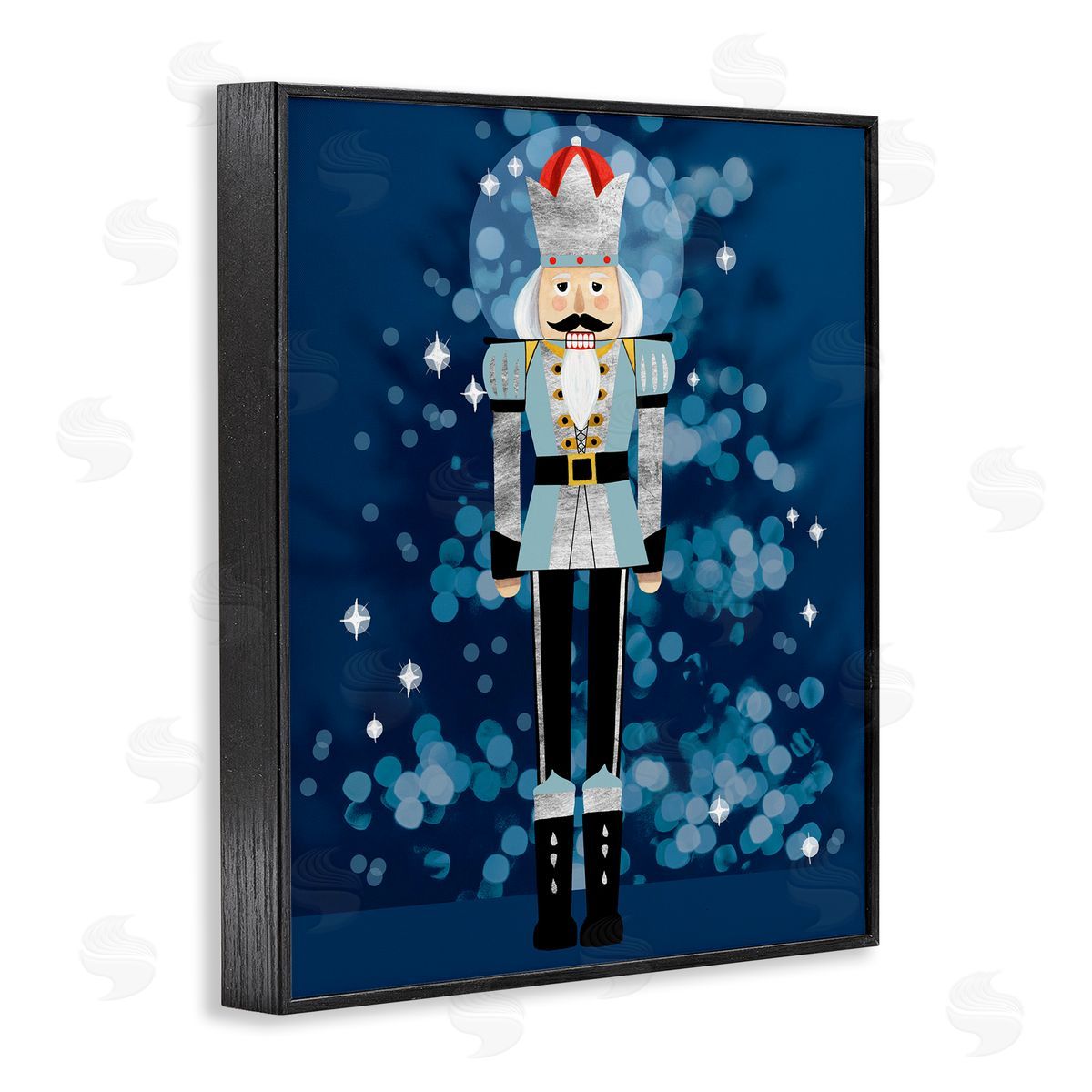 Blue Holiday Nutcracker Black Frame Print Wall Art, Home Decor by Grace Popp